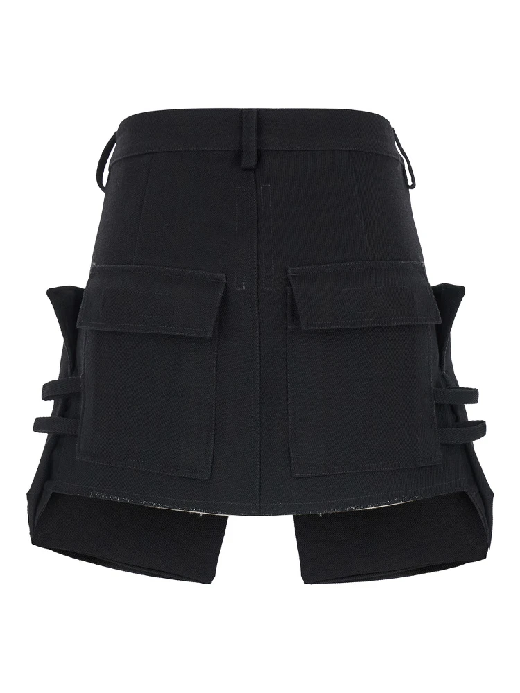 Stefan Black Mini-Skirt with Patch Pockets in Wool Woman alternative