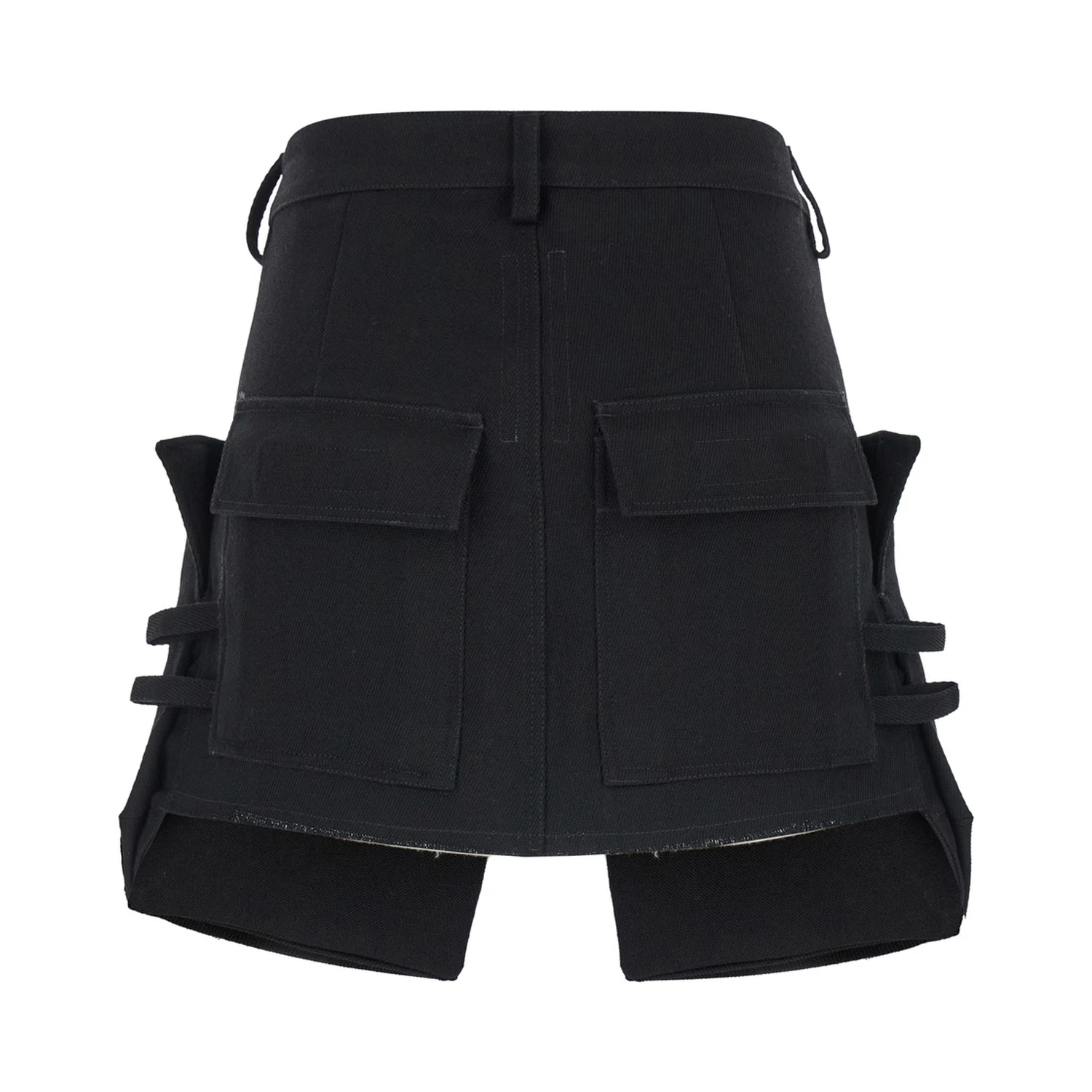 Stefan Black Mini-Skirt with Patch Pockets in Wool Woman