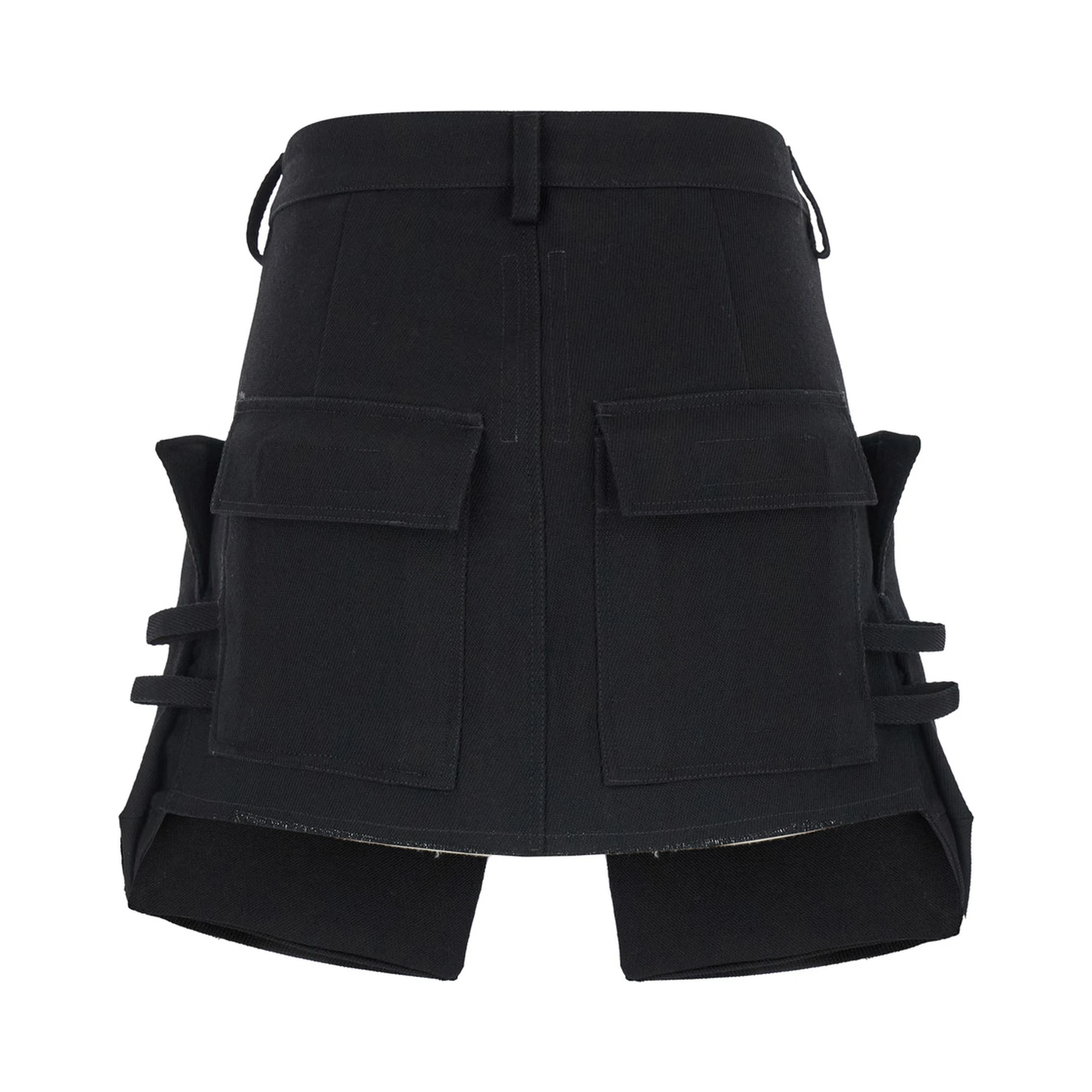 Stefan Black Mini-Skirt with Patch Pockets in Wool Woman