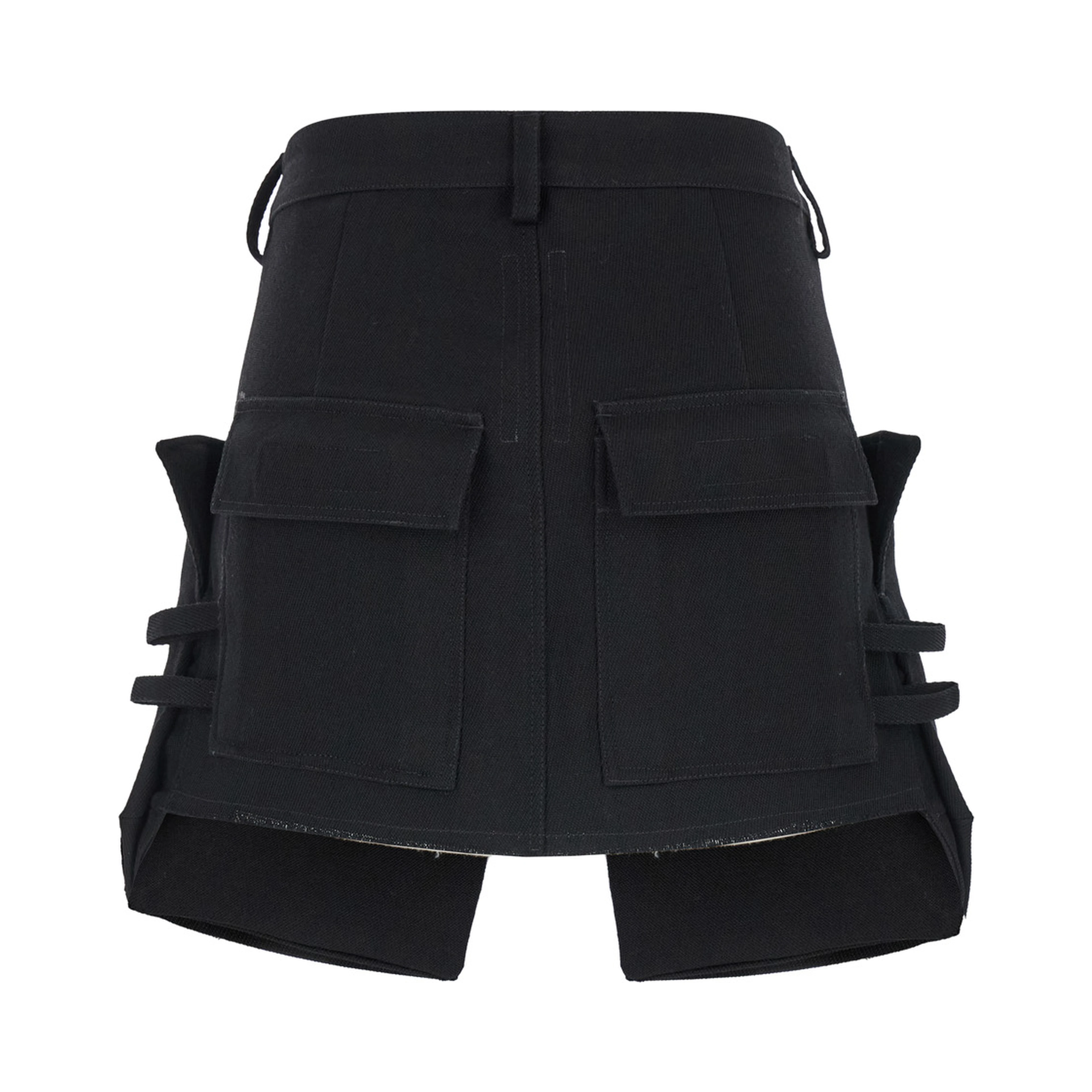Stefan Black Mini-Skirt with Patch Pockets in Wool Woman
