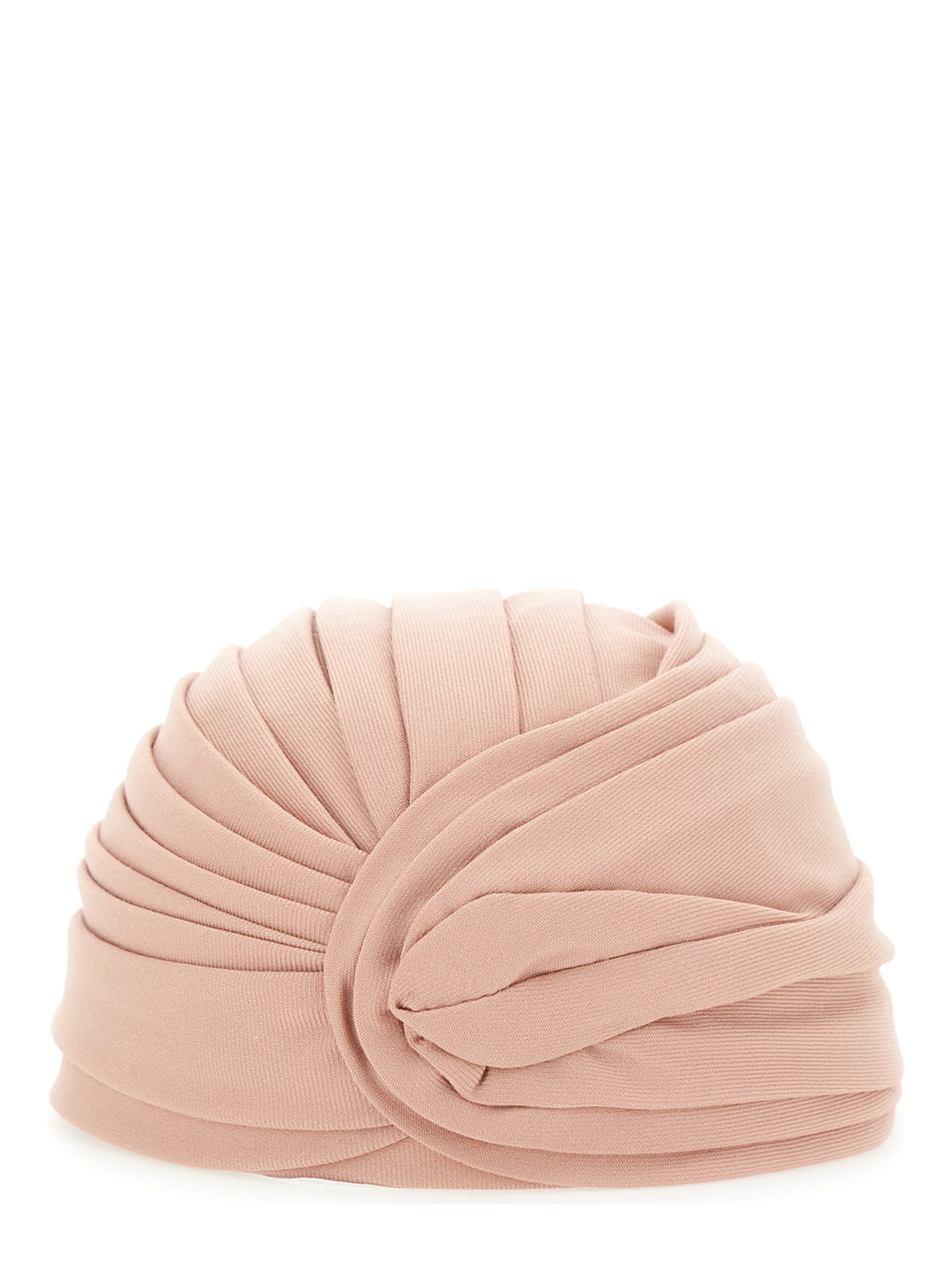Pink Headdress Hat with Asymmetrical Design in Pink Virgin Wool Woman