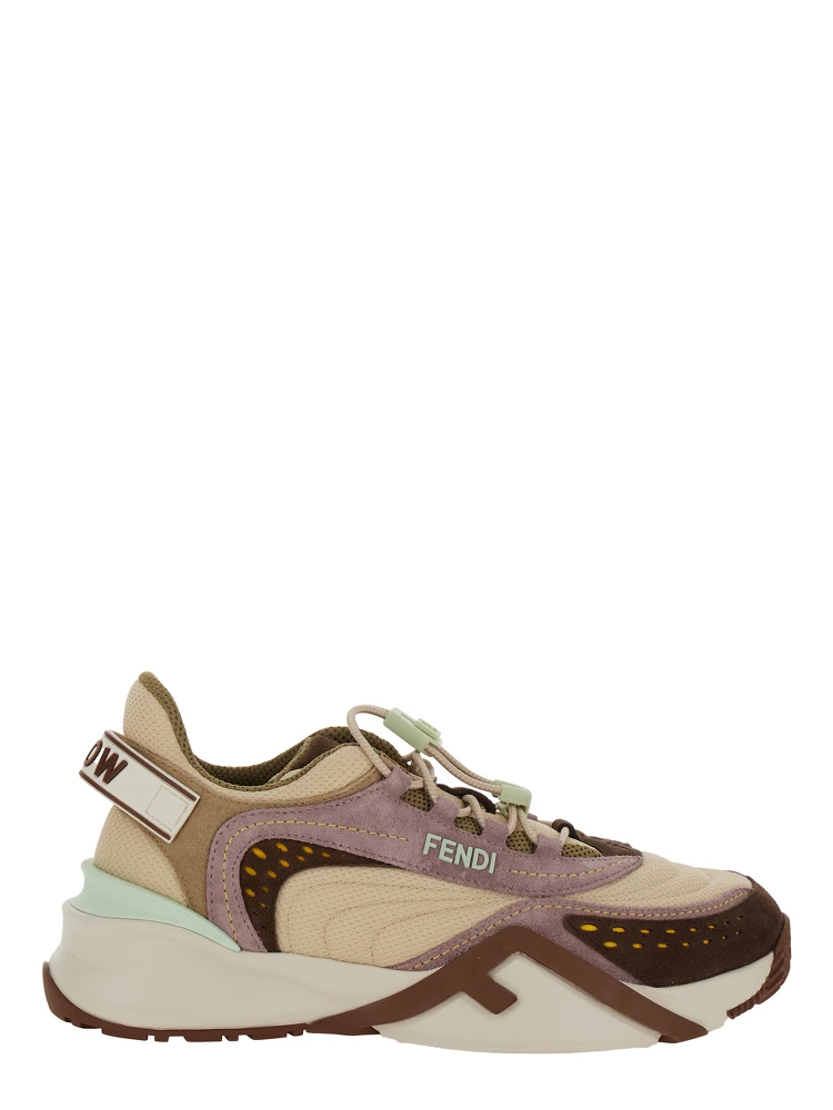 Flow Multicolor Sneakers with Logo Label on the Back and Drawstring Closure in Tech Fabric Woman