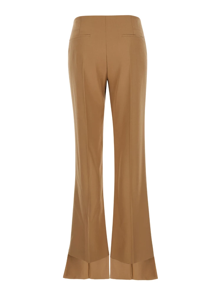 Beige Flared Pants with Asymmetric Hem in Grain de Poudre Wool Woman alternative