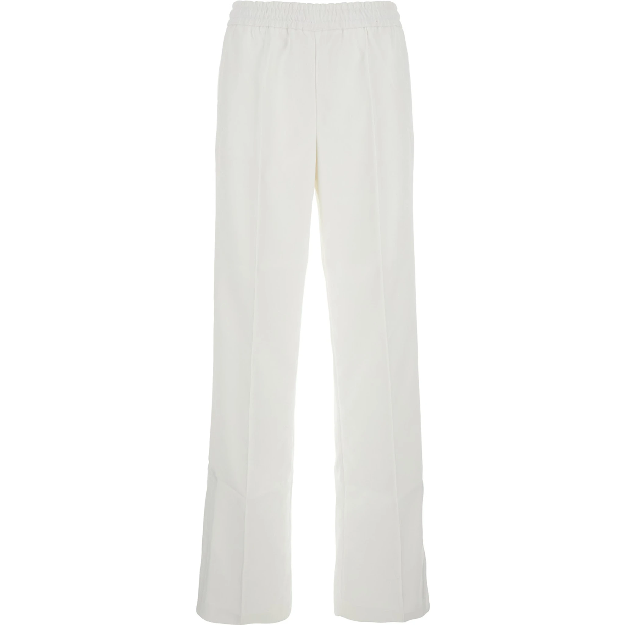 White Pants with Elastic Drawstring Waist in Tech Fabric Woman