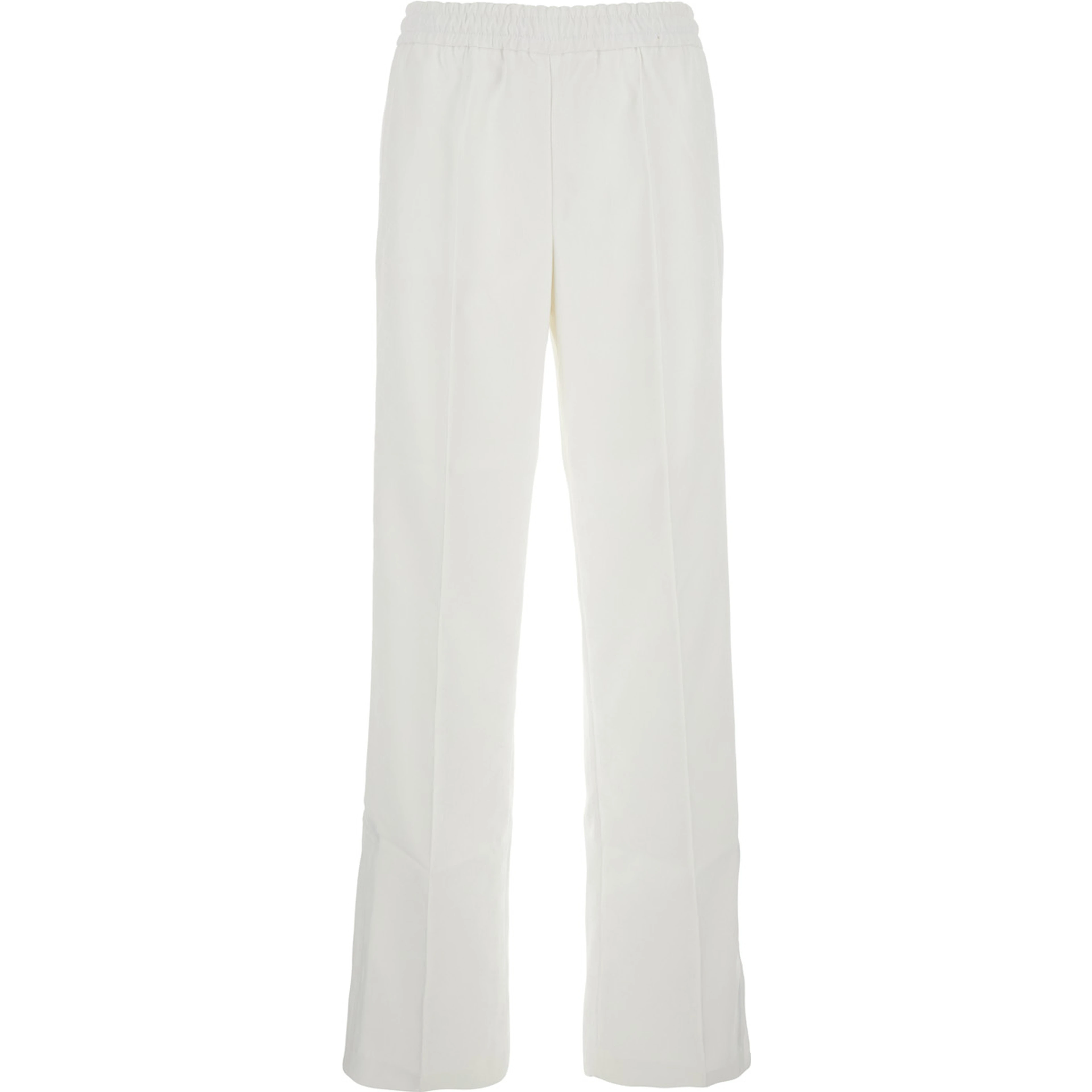 White Pants with Elastic Drawstring Waist in Tech Fabric Woman