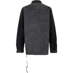 Splintered Grey Shirt with Classic Collar and Faded Effect in Cotton Man