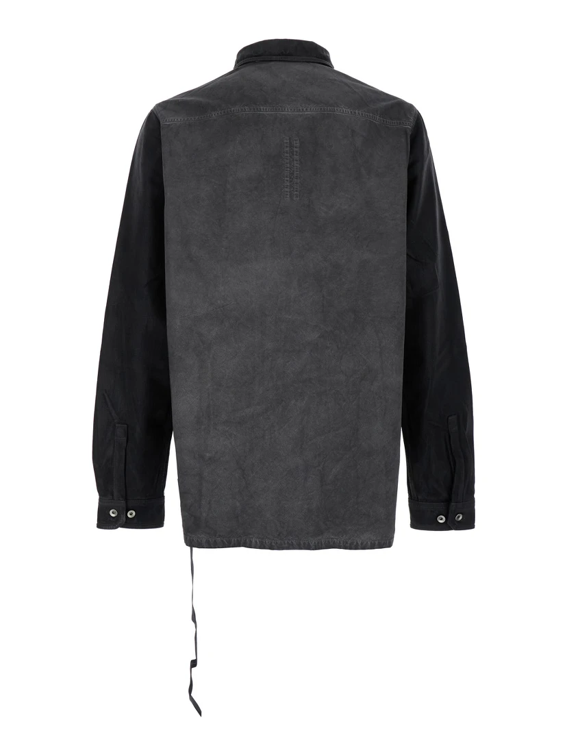 Splintered Grey Shirt with Classic Collar and Faded Effect in Cotton Man