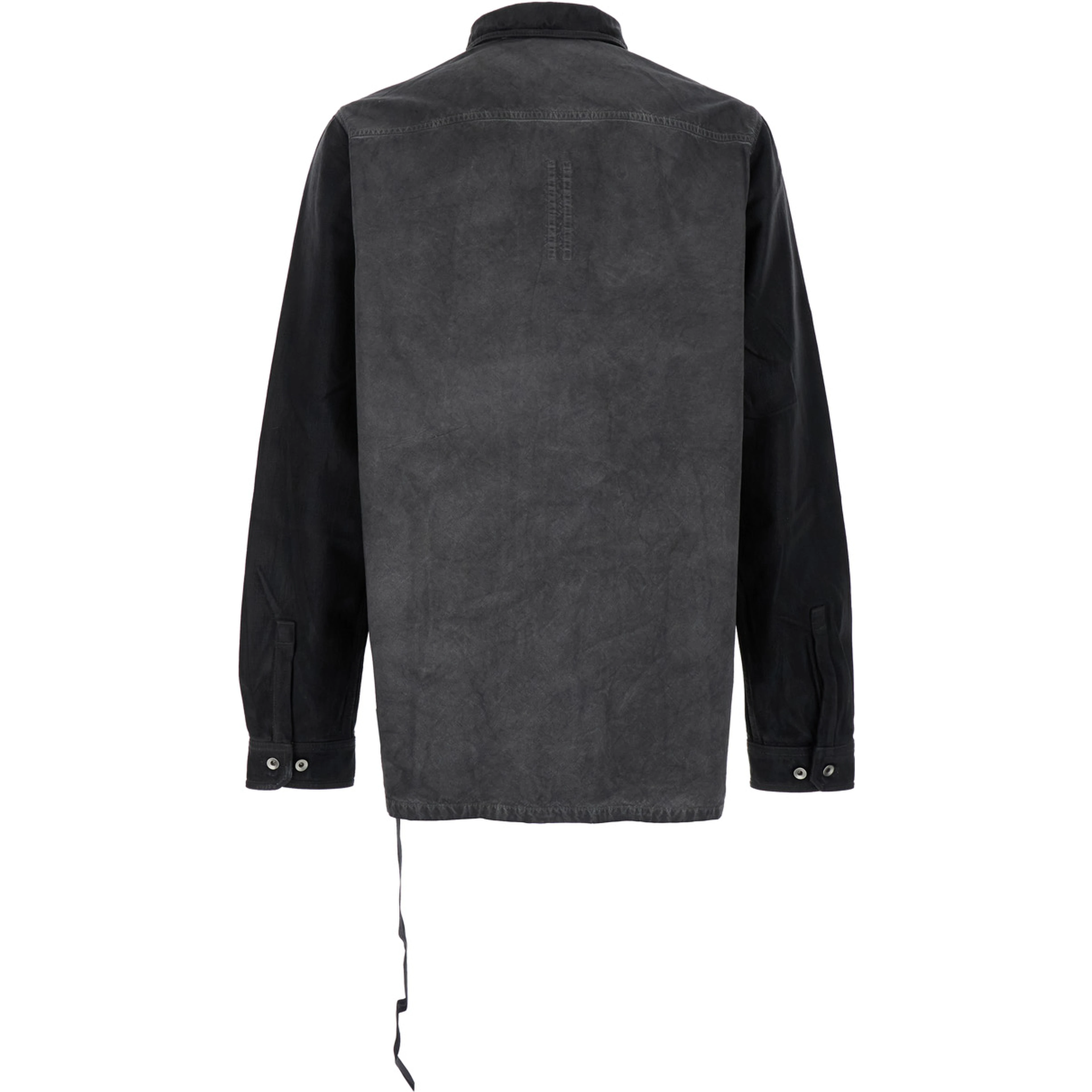 Splintered Grey Shirt with Classic Collar and Faded Effect in Cotton Man
