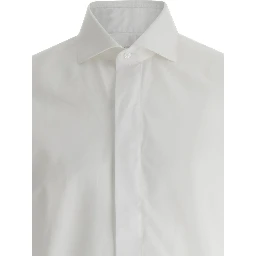 White Shirt with Classic Collar in Cotton Man