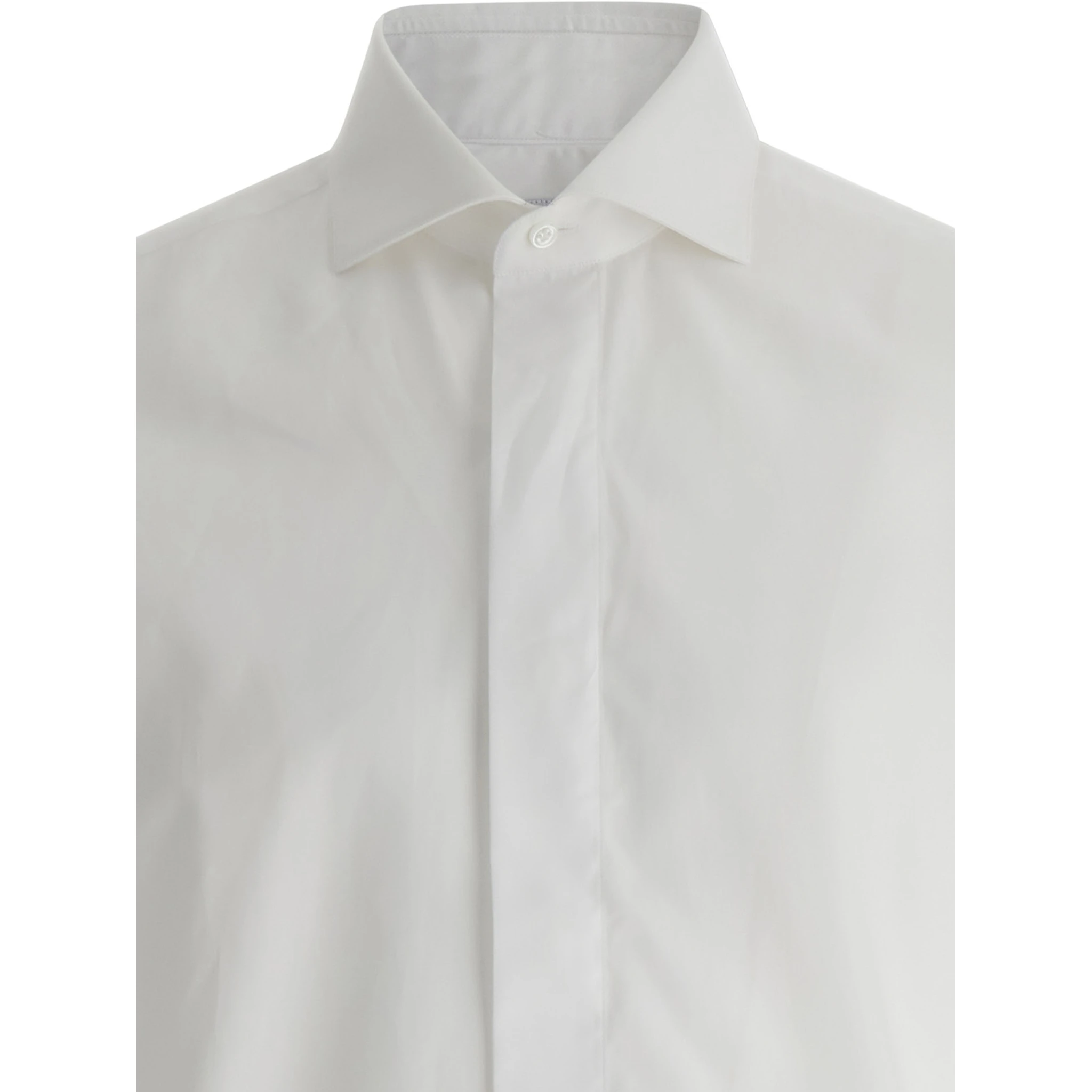 White Shirt with Classic Collar in Cotton Man