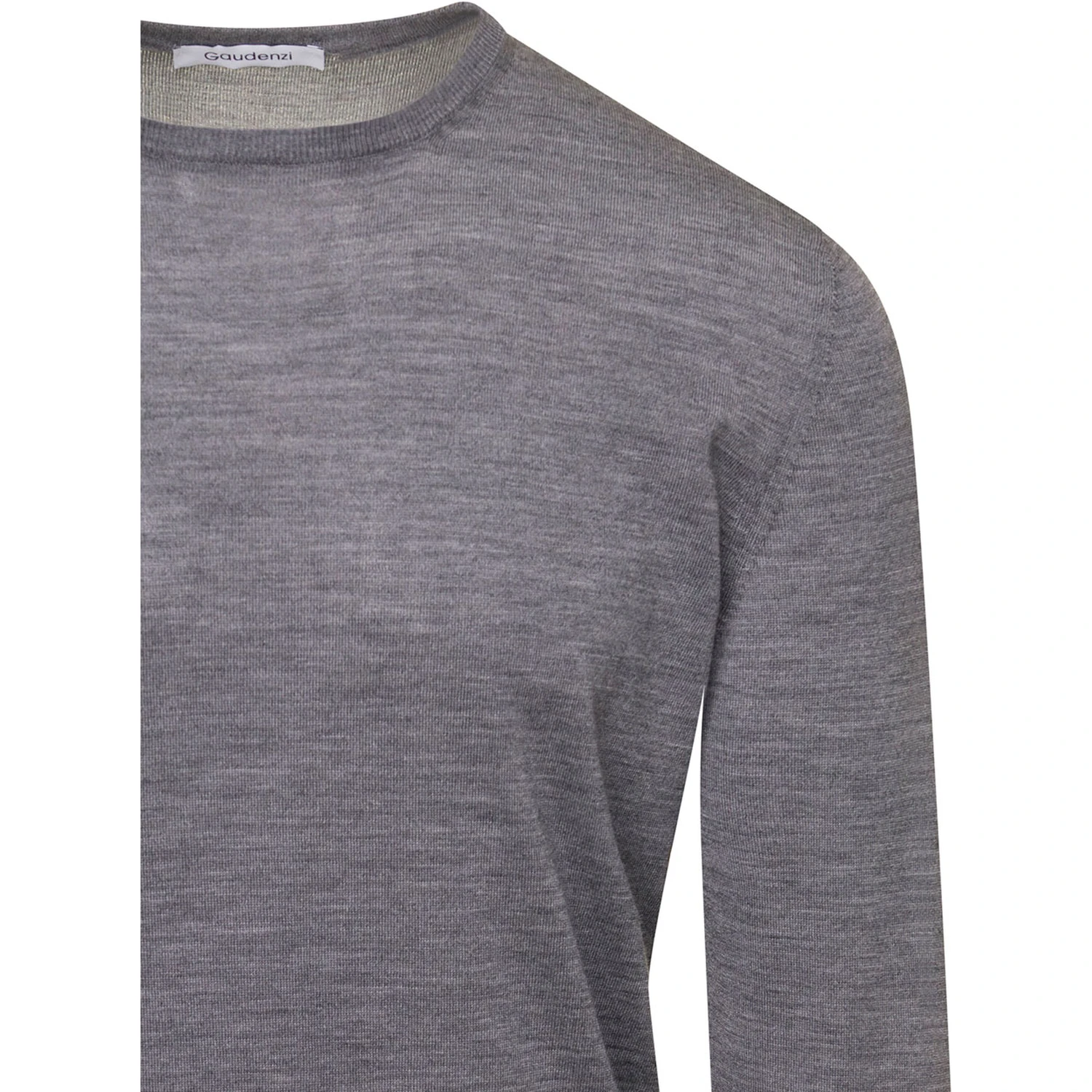 Grey Crewneck Sweater with Long Sleeves in Cashmere Man Gaudenzi