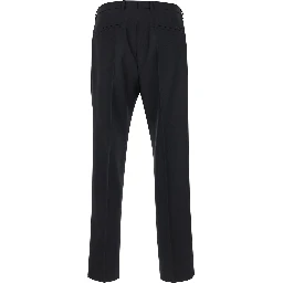 بنطال رجالي أسود مصمم خصيصاً بشعار بنفس اللون من الصوف