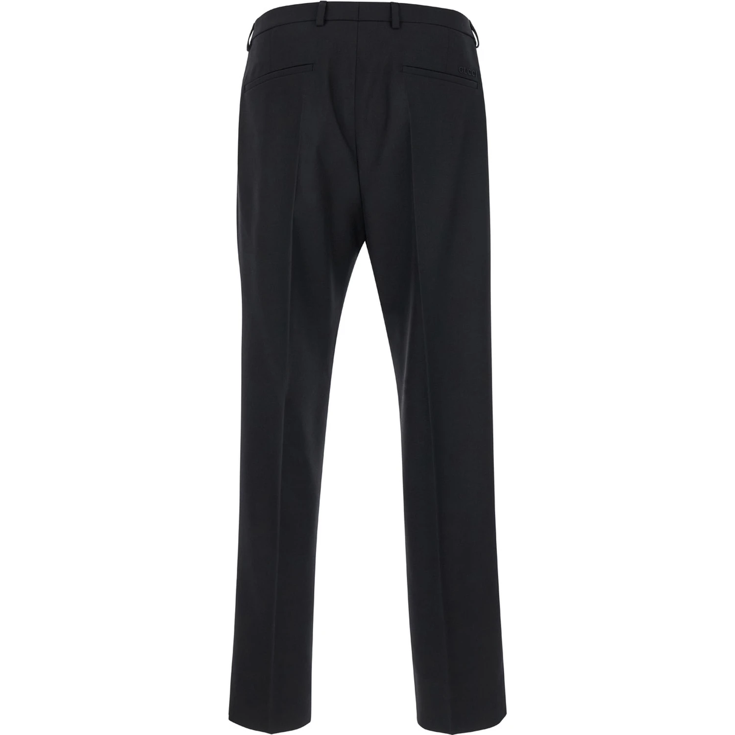 Black Tailored Pants with Tonal Logo Lettering in Wool Man