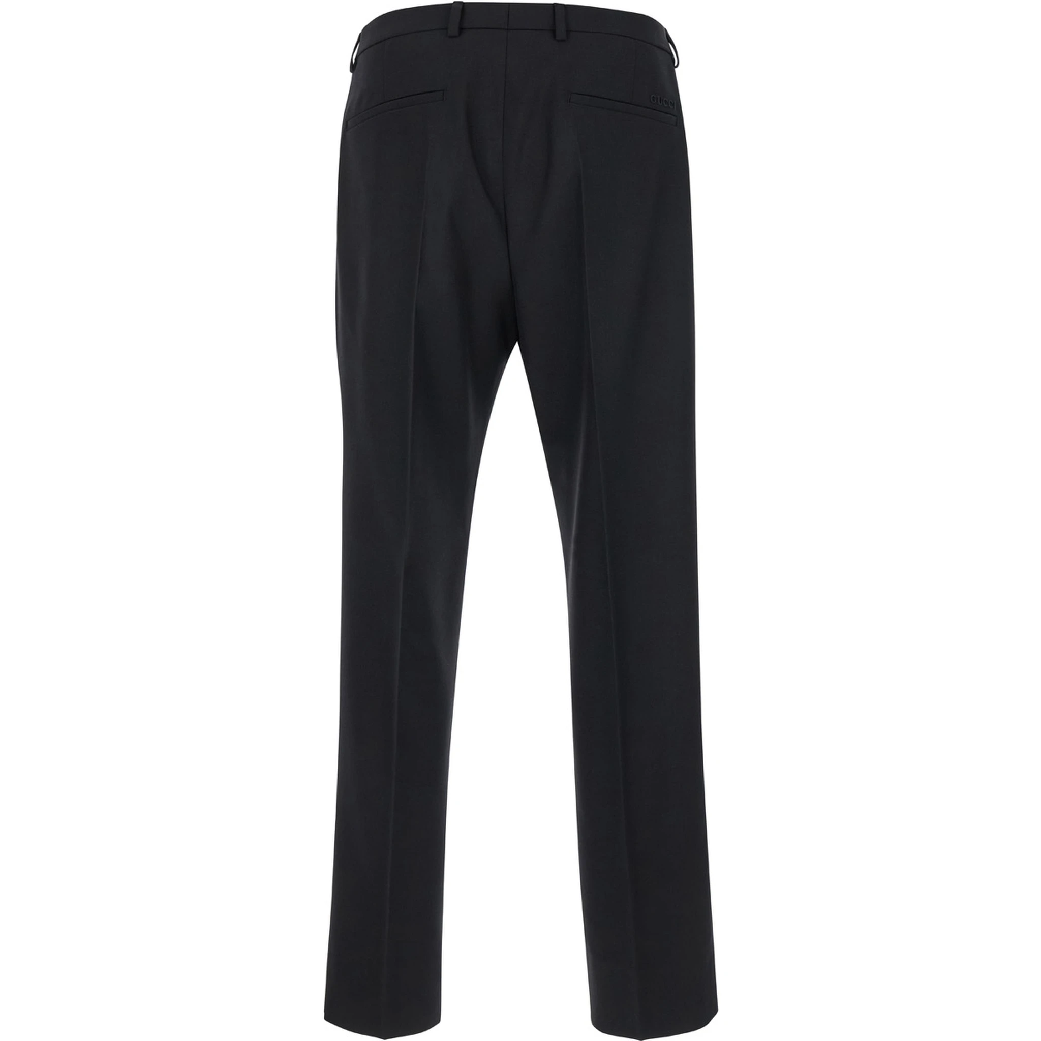 بنطال رجالي أسود مصمم خصيصاً بشعار بنفس اللون من الصوف