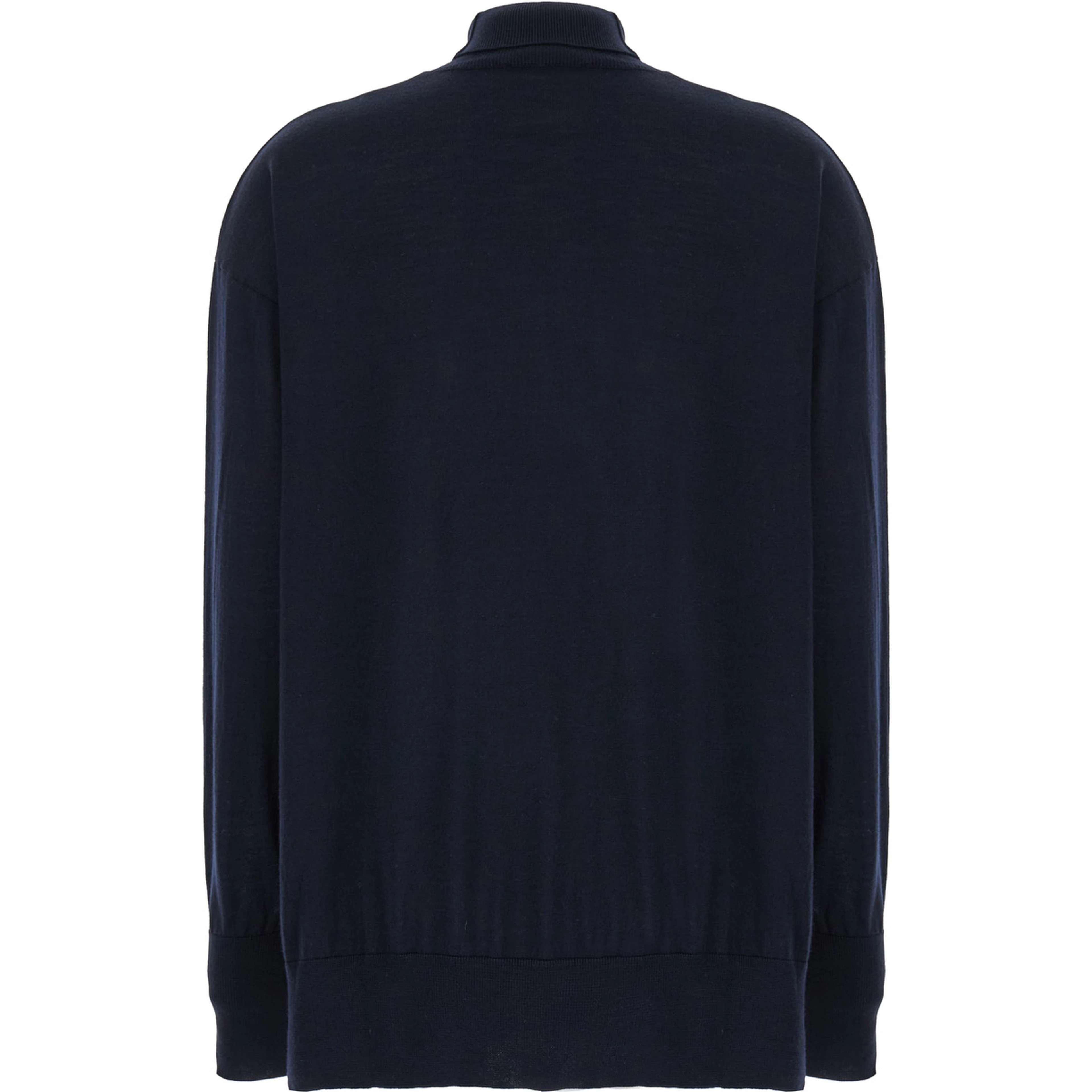 Blue High Neck Sweater in Wool Woman