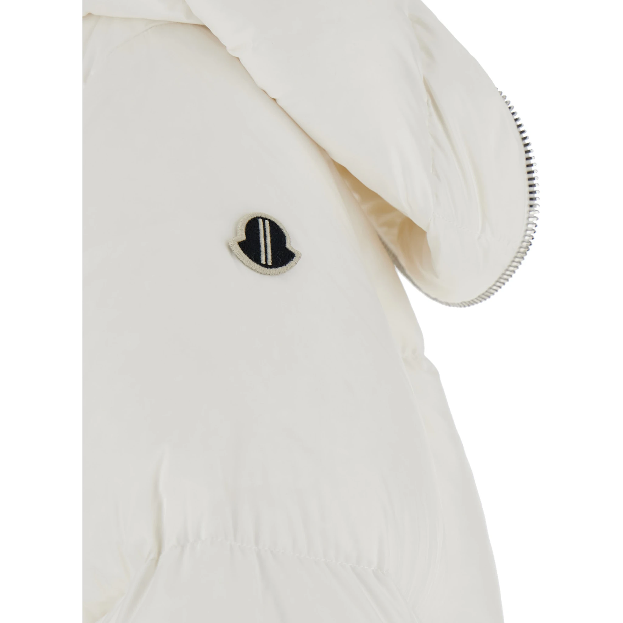 Cyclopic White Down Jacket with Removable Hood and Logo Patch in Tech Fabric Man