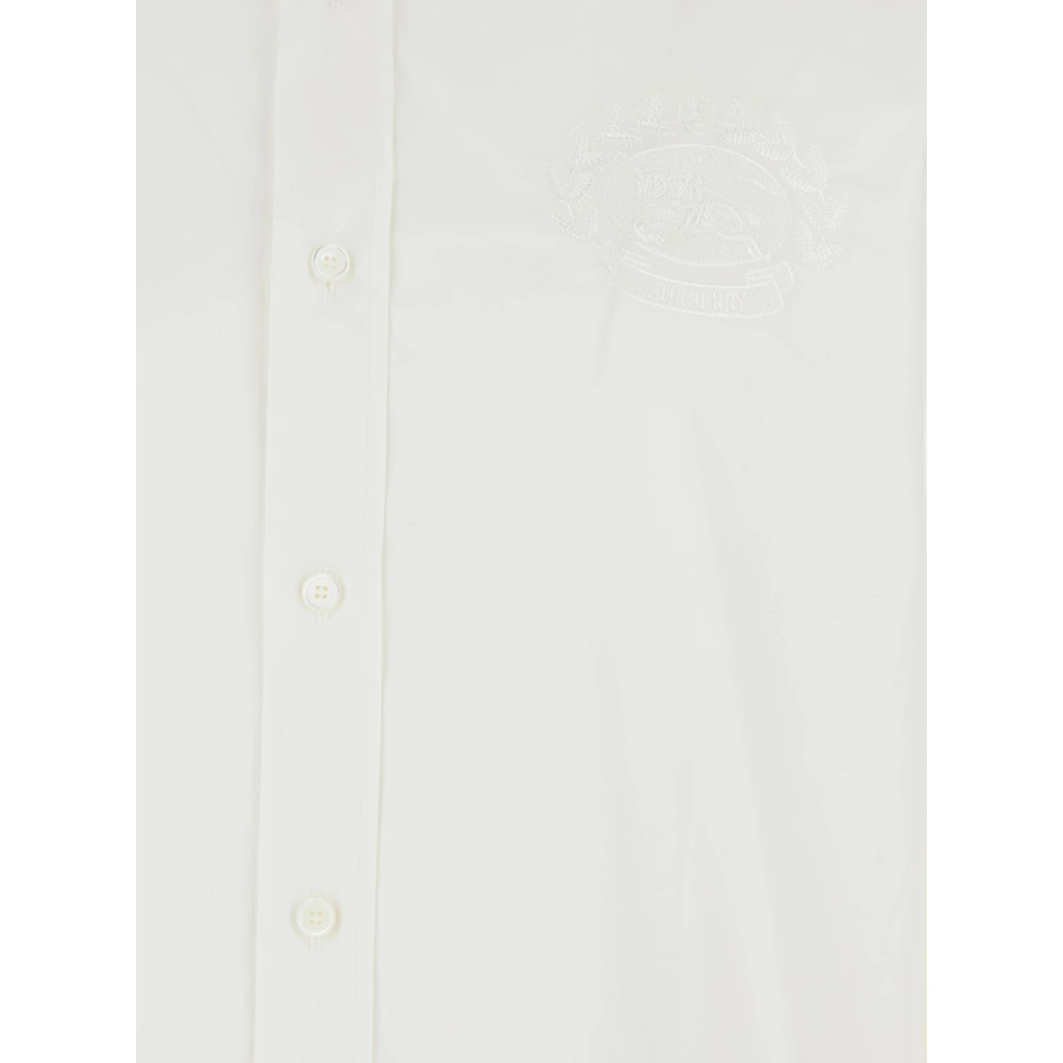 White Shirt with Classic Collar and Embroidered Logo on the Front in Cotton Man