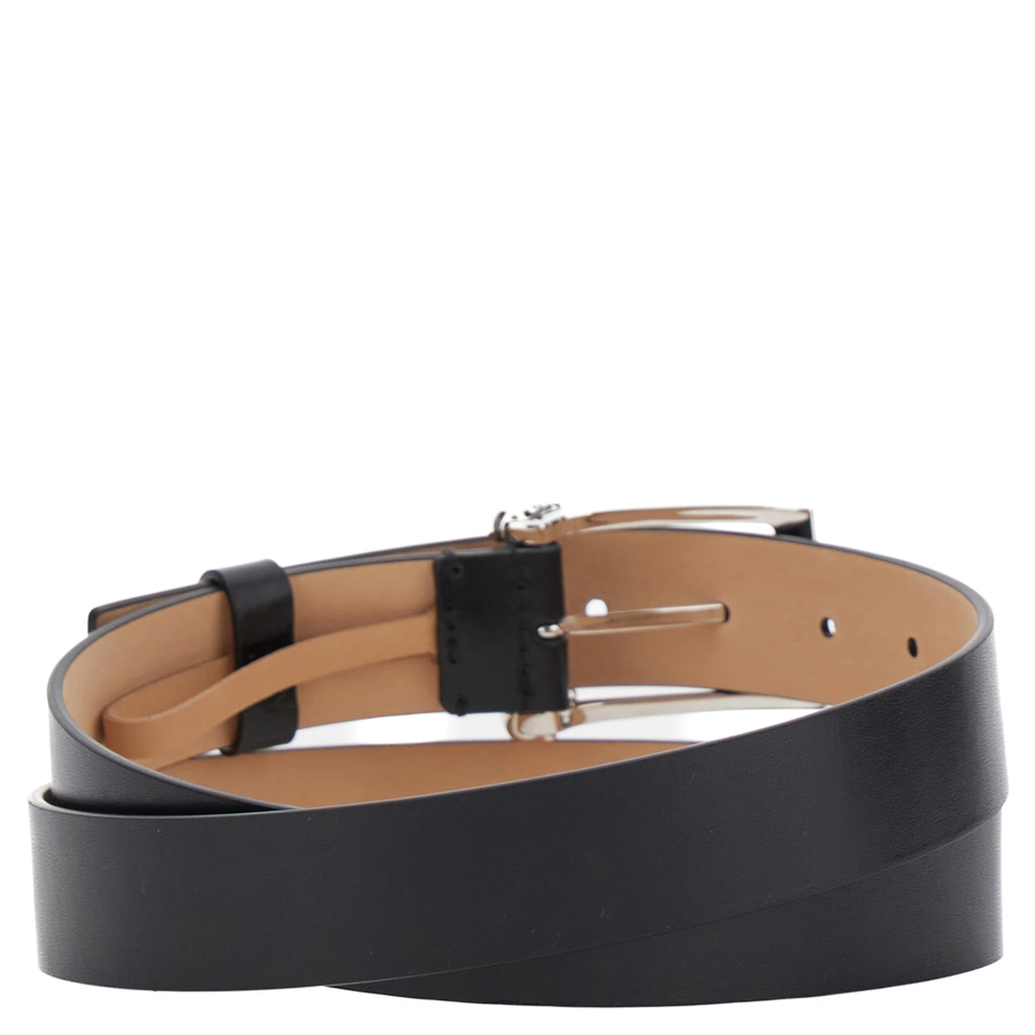 Twin Skull Black Belt with Logo Detail on the Buckle in Leather Man