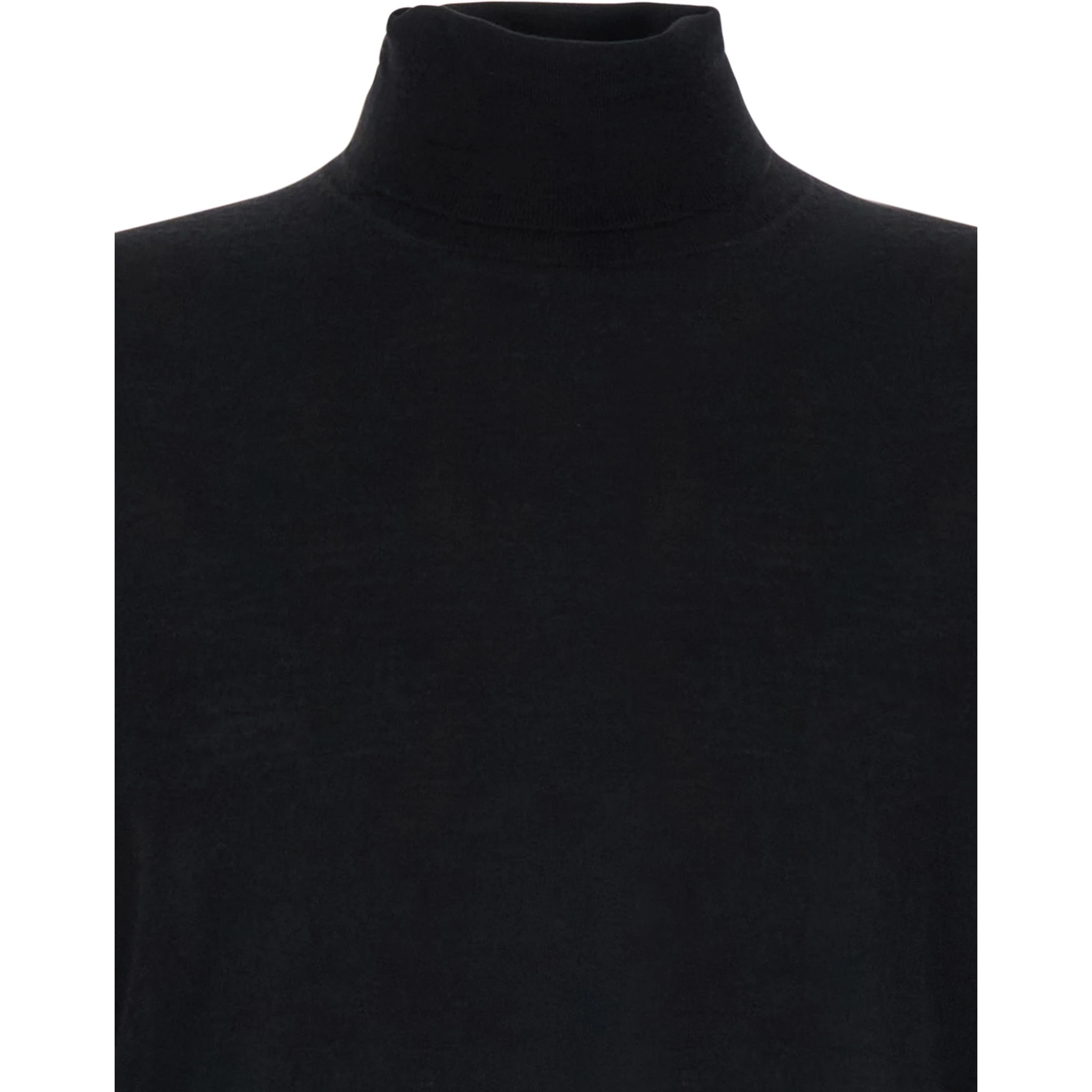 Black Turtleneck Sweater in Merino Wool and Silk Blend Man