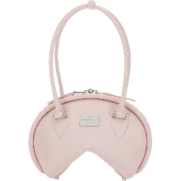 Pink Handbag with Two Top Handles and Logo Plaque on the Front in Leather Woman