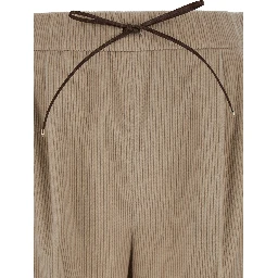 Lerici Beige Palazzo Pants with Drawstring in Corduroy Woman