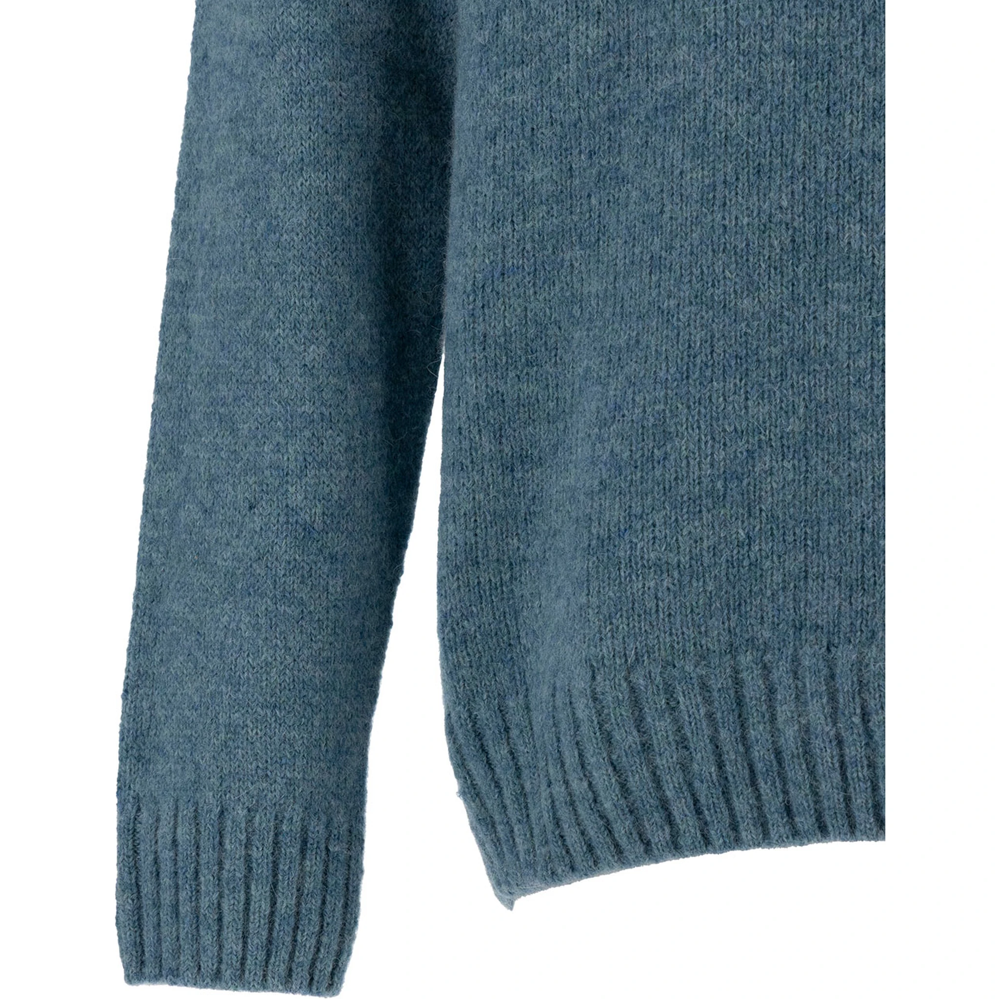 Light Blue Crewneck Sweater with Ribbed Trims in Alpaca and Wool Man