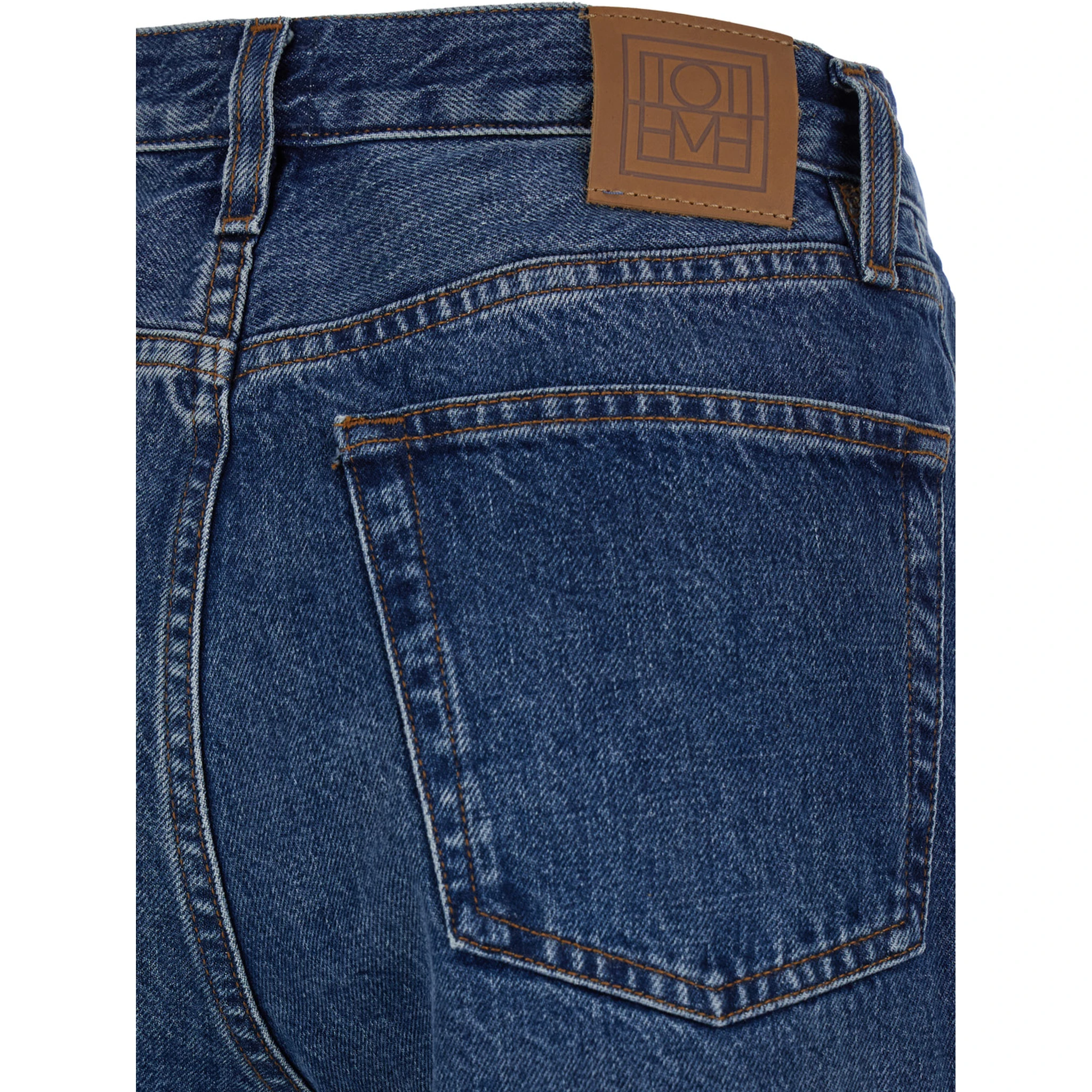 Classic Cut Blue Jeans with Logo Patch in Denim Woman