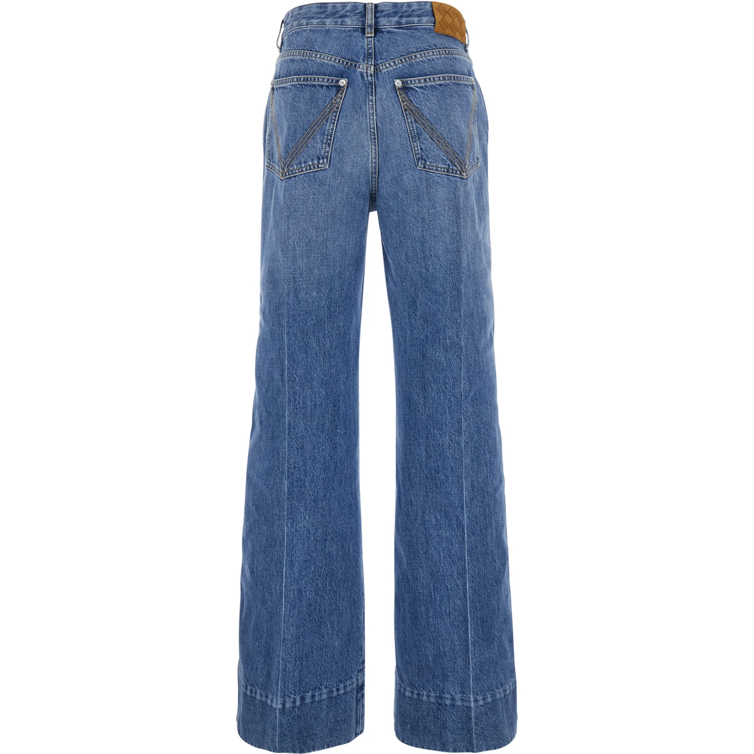 Vintage Indigo BLue Jeans with Turn-Up Hem in Cotton Blend Woman