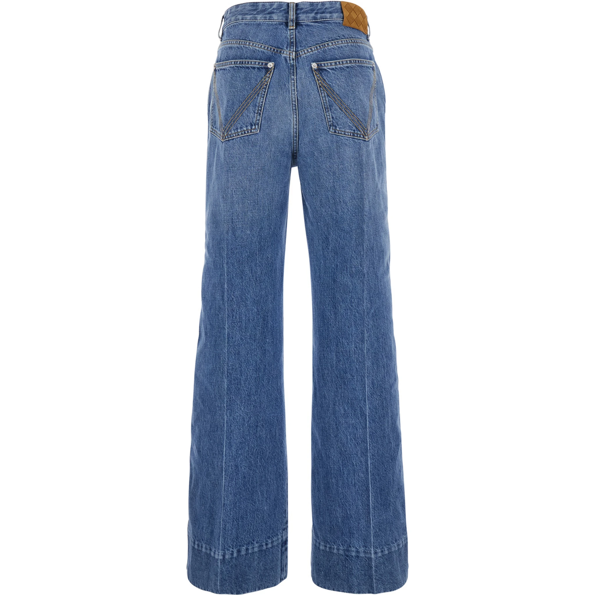 Vintage Indigo BLue Jeans with Turn-Up Hem in Cotton Blend Woman
