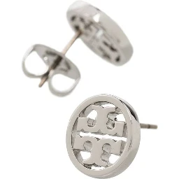 Silver Brass Earrings with Logo