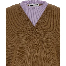 Brown and Lillac Double-neck Sweater in Wool Man