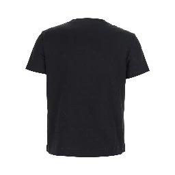 Black T-Shirt with Logo Embroidered on the Front in Cotton Woman