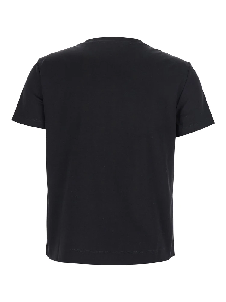 Black T-Shirt with Logo Embroidered on the Front in Cotton Woman alternative