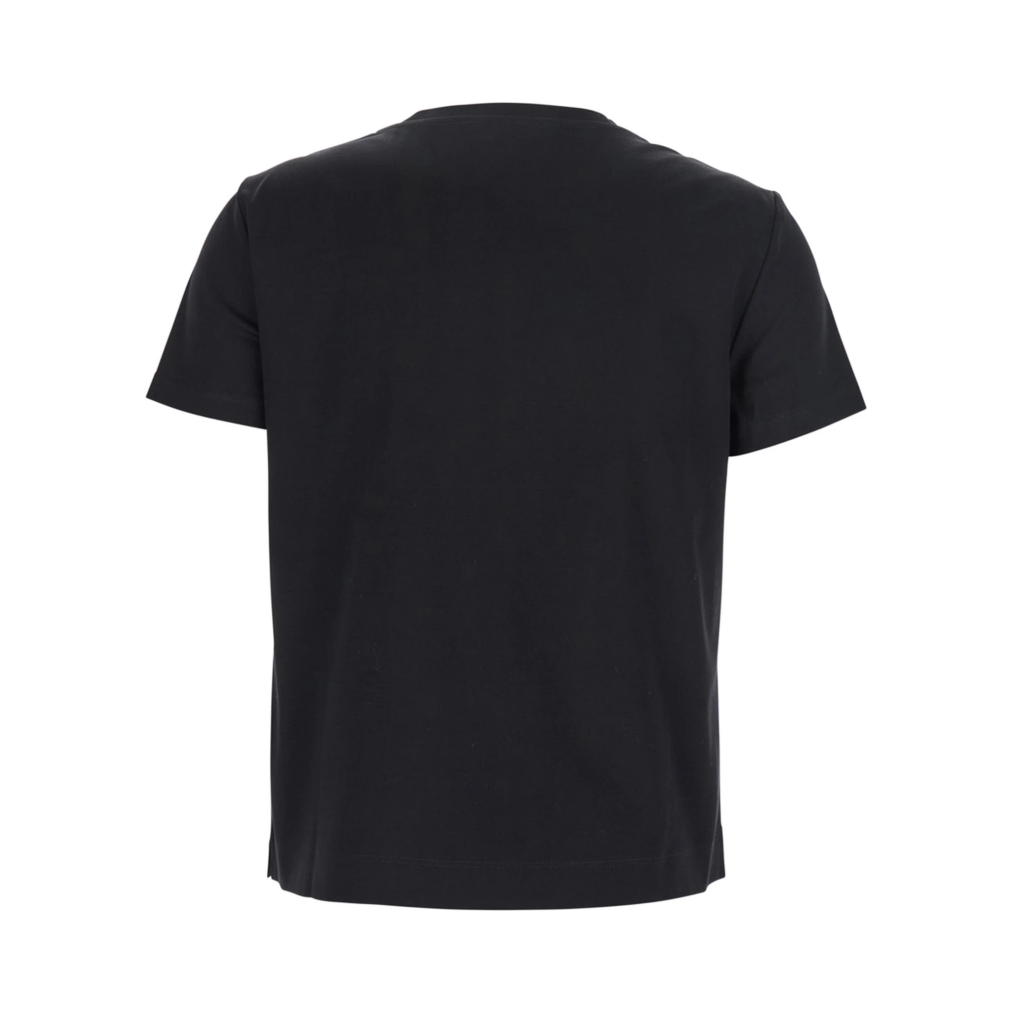 Black T-Shirt with Logo Embroidered on the Front in Cotton Woman