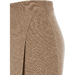 Umbria Long Beige Skirt with Front Slit in Wool and Cashmere Woman