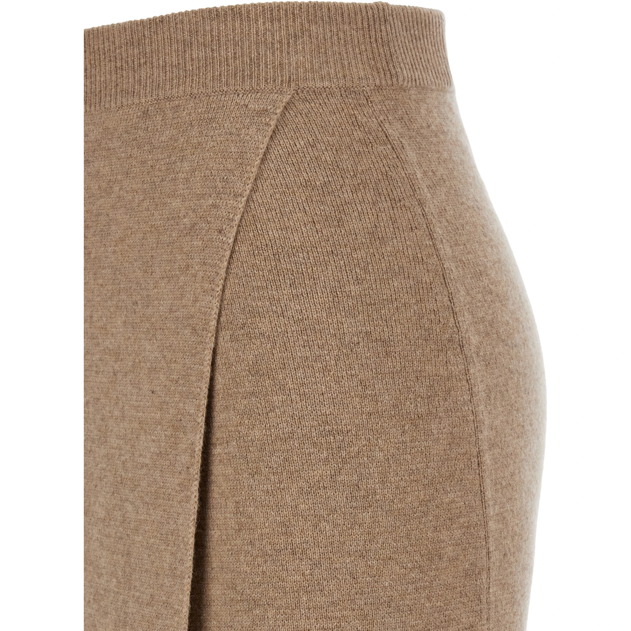 Umbria Long Beige Skirt with Front Slit in Wool and Cashmere Woman