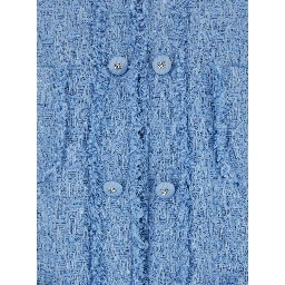 Light blue Single-Breasted Jacket with Logo Detail on Buttons in Cotton Blend Woman