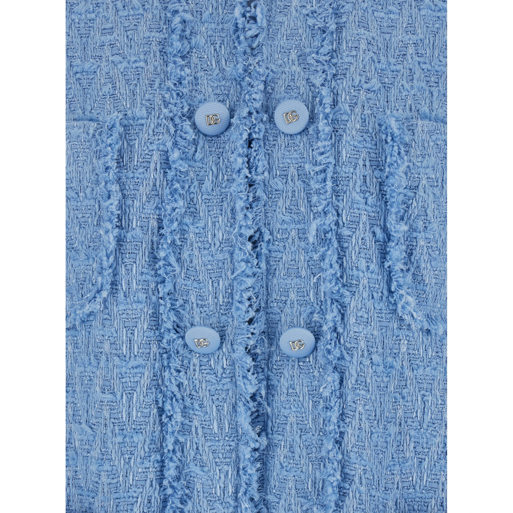 Light blue Single-Breasted Jacket with Logo Detail on Buttons in Cotton Blend Woman