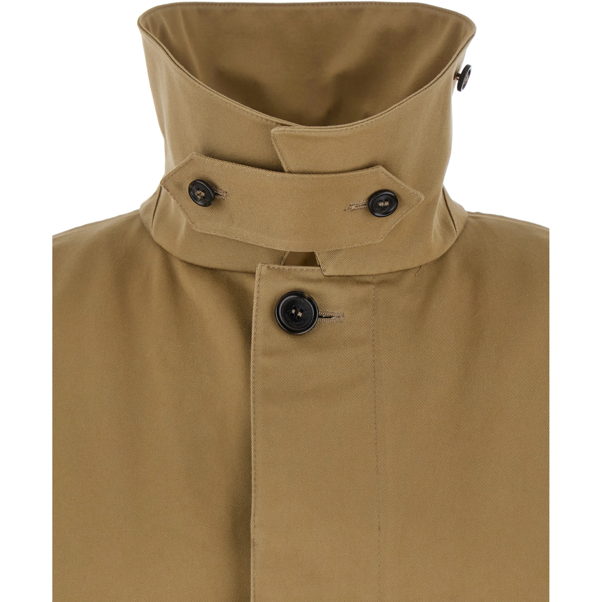 Beige Trench with Hidden Button Closure in Cotton Man
