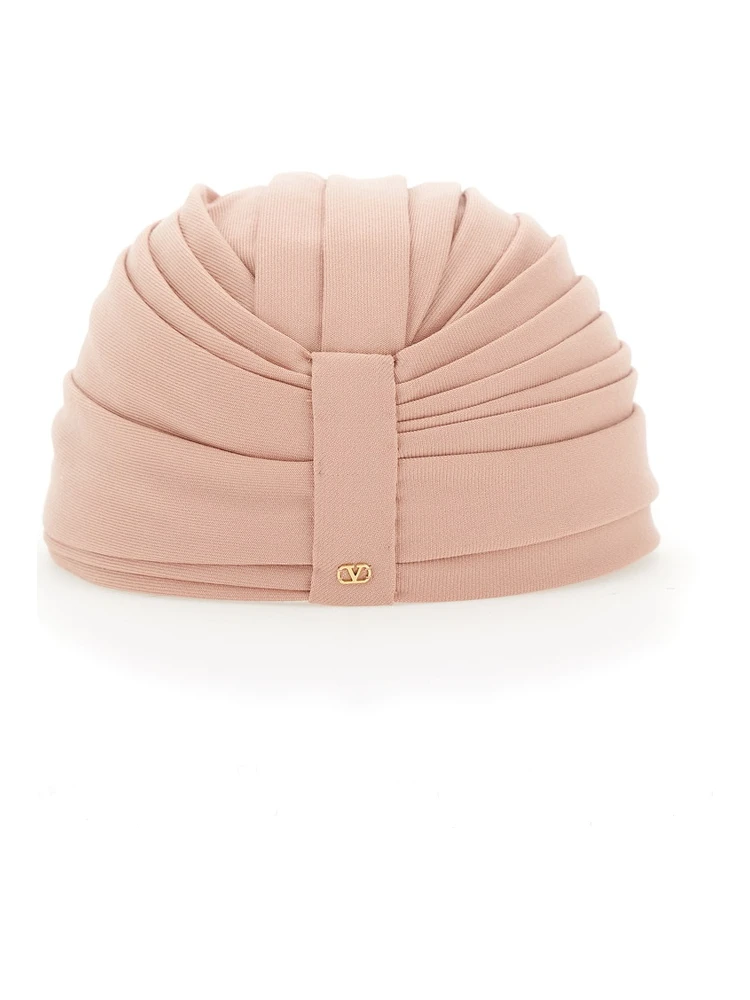 Pink Headdress Hat with Asymmetrical Design in Pink Virgin Wool Woman alternative