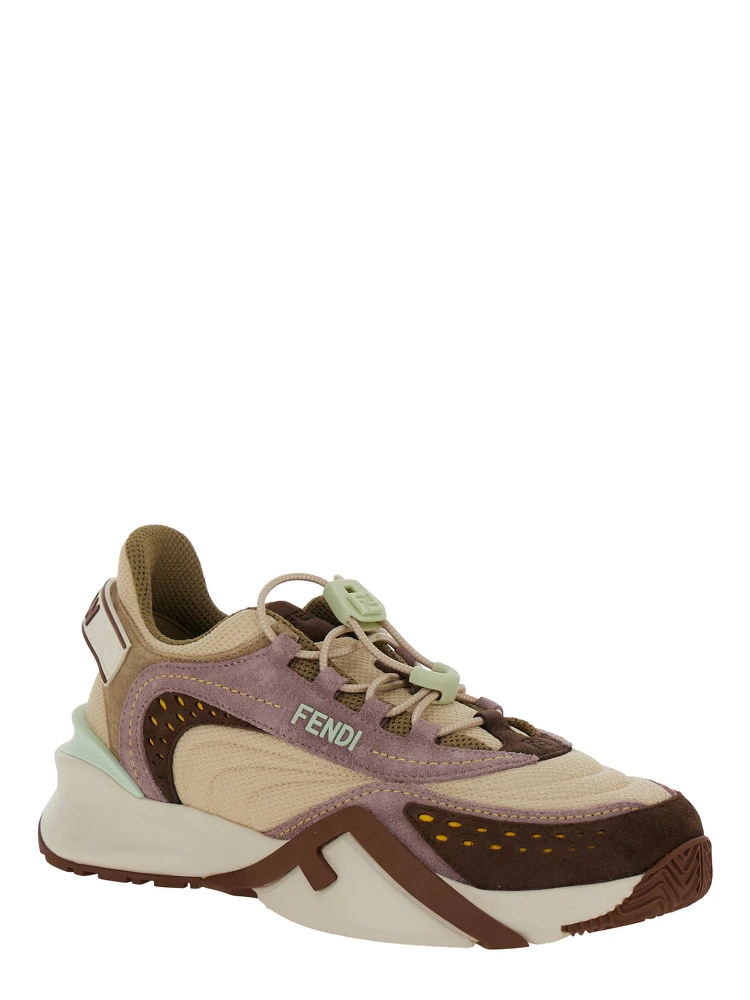 Flow Multicolor Sneakers with Logo Label on the Back and Drawstring Closure in Tech Fabric Woman alternative