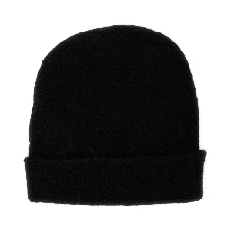 Black Beanie with Contrasting Detail in Wool Woman