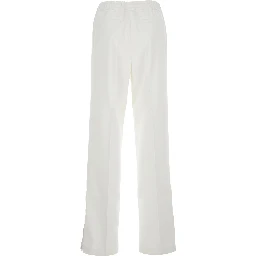 White Pants with Elastic Drawstring Waist in Tech Fabric Woman