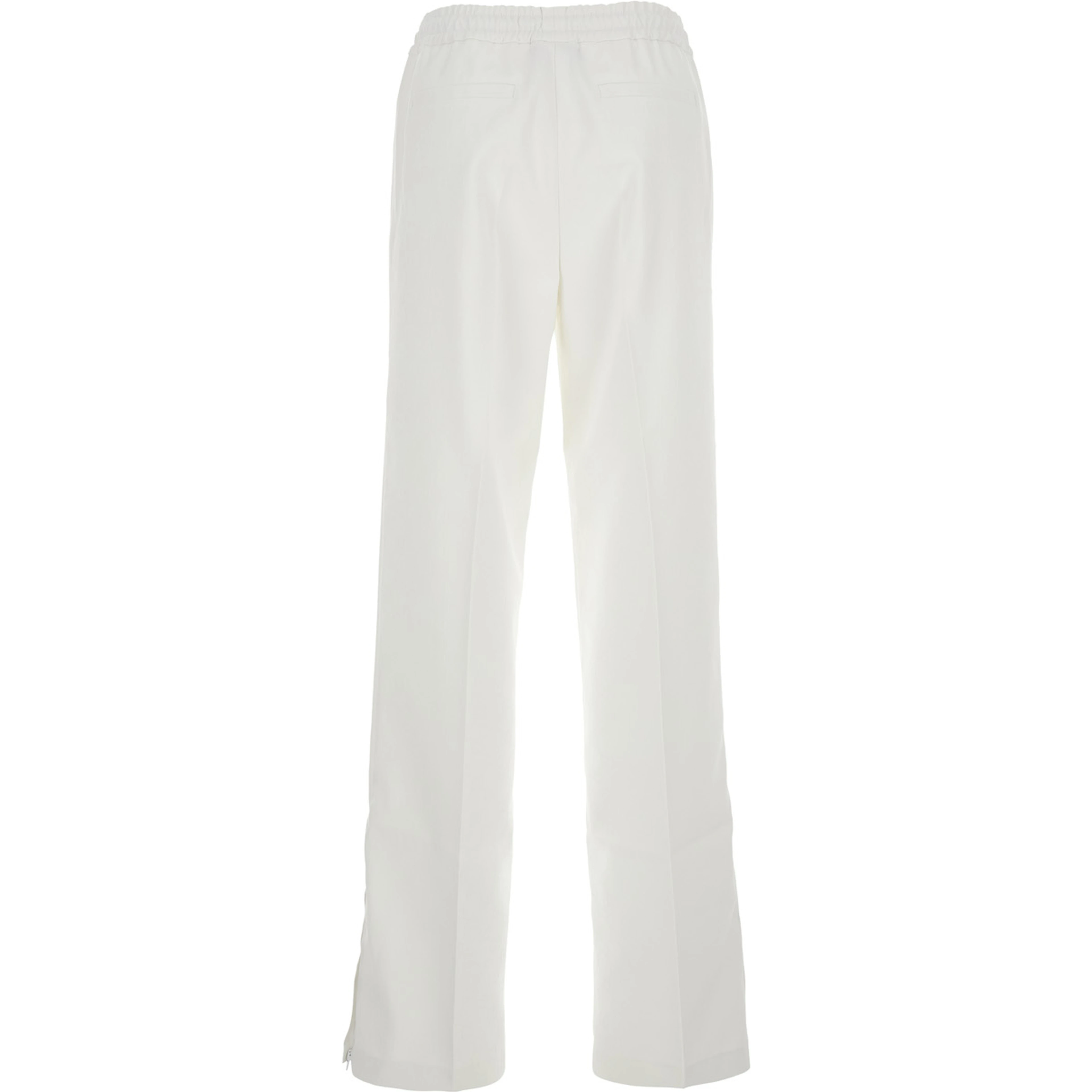White Pants with Elastic Drawstring Waist in Tech Fabric Woman