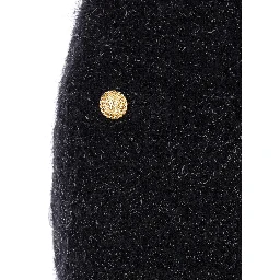 Black Pencil Mini Skirt with Jewel Buttons in Tweed Woman