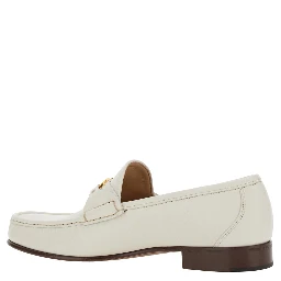 White Loafers with VLogo Plaque on the Front in Leather Man