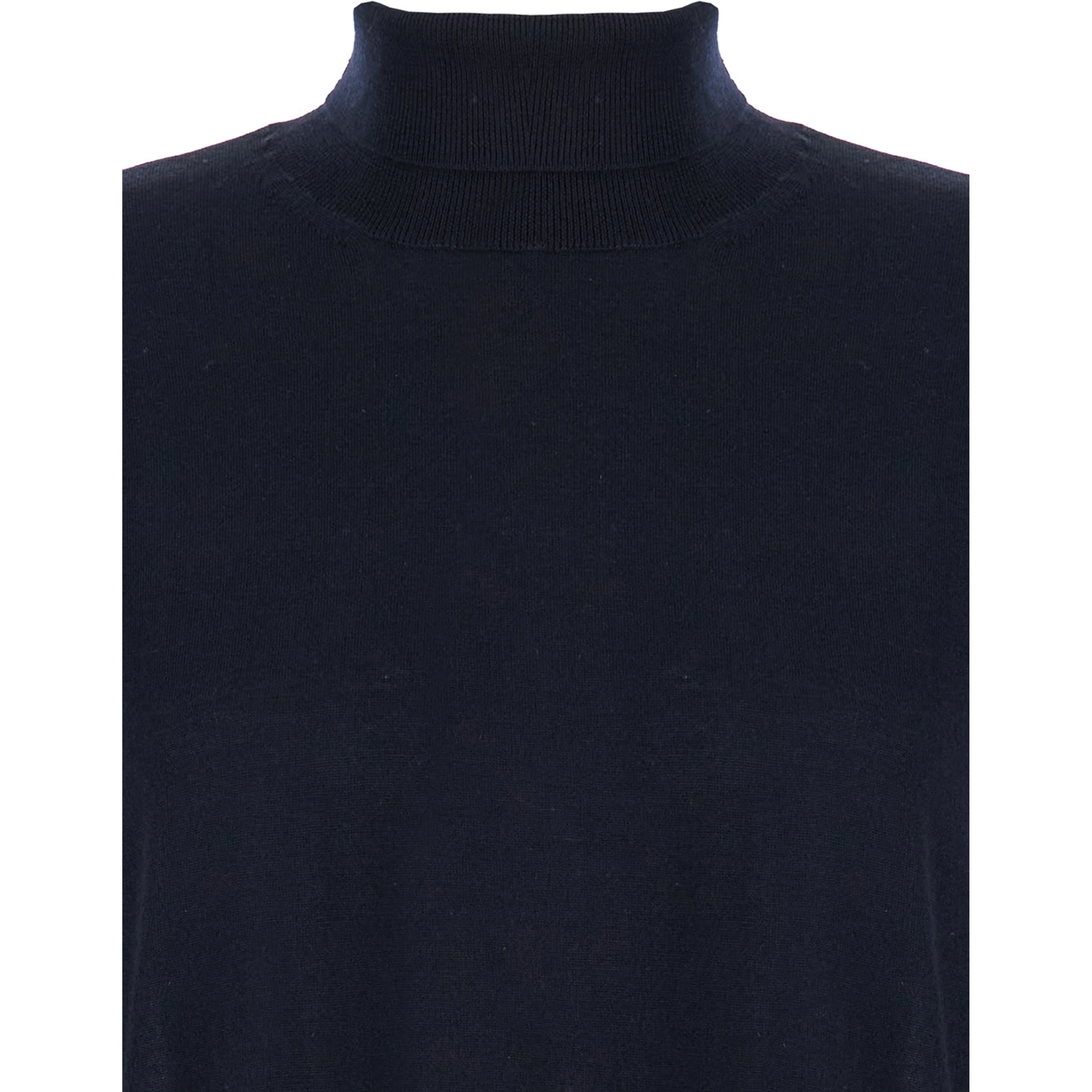 Blue High Neck Sweater in Wool Woman
