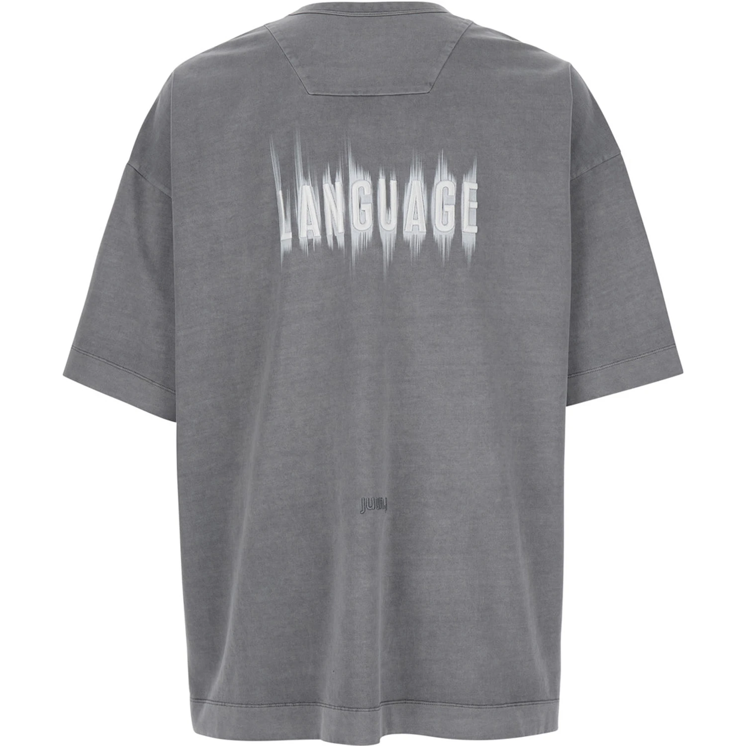 Grey T-Shirt with Logo Embroidered on the Front and Print on the Back in Cotton Man