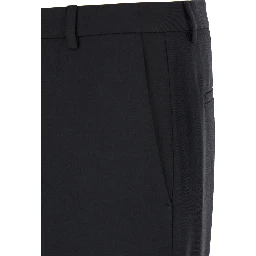 بنطال رجالي أسود مصمم خصيصاً بشعار بنفس اللون من الصوف