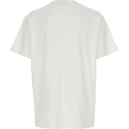 White Crewneck T-Shirt with Contrasting Logo Print on the Front in Cotton Man